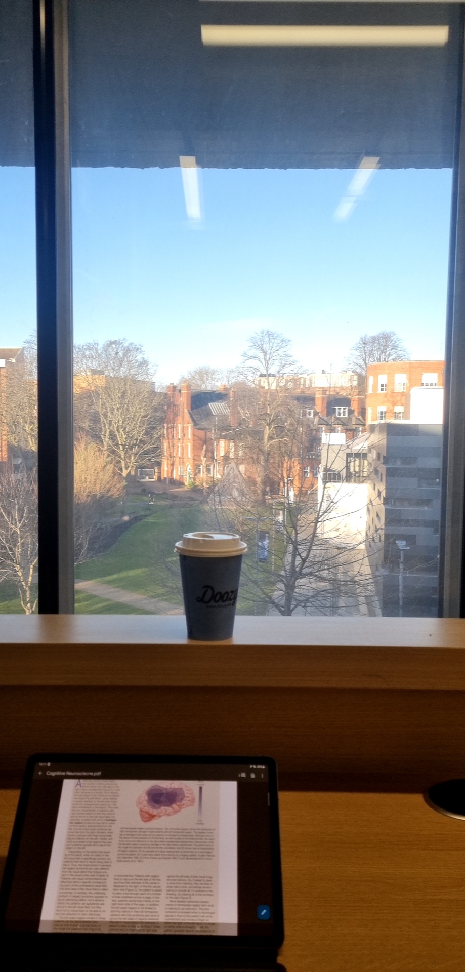Study desk at the University of Leeds library