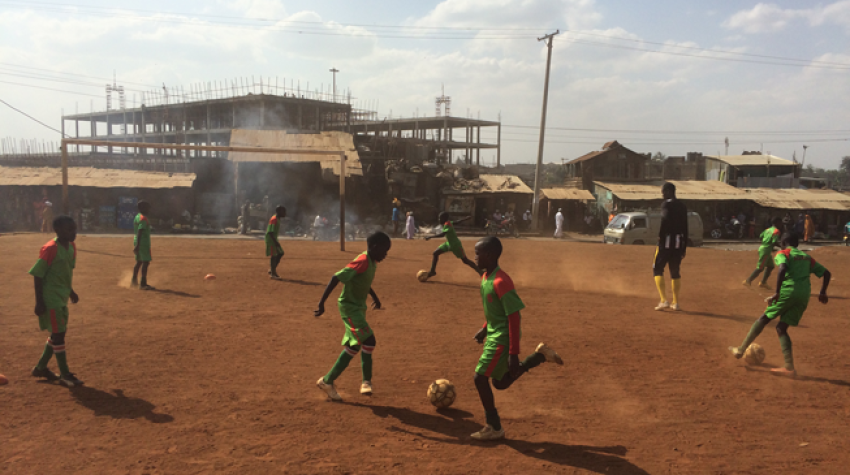 Football match during volunteer work in Nairobi